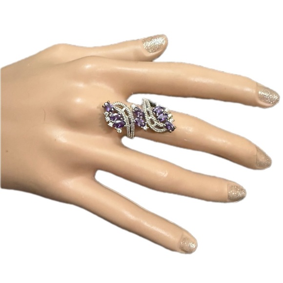 Elegant Purple and Silver Women's Ring - Picture 2 of 4